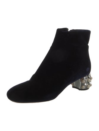Miu Miu Velvet Crystal Embellishments Boots