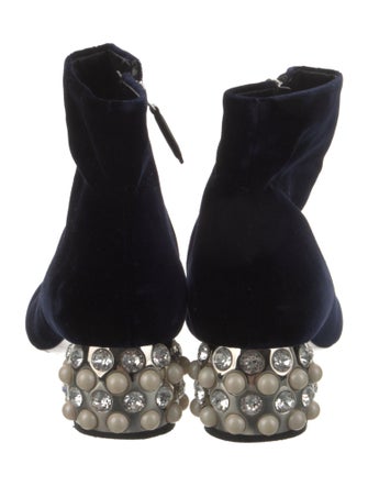 Miu Miu Velvet Crystal Embellishments Boots