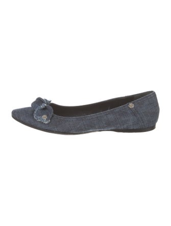 Miu Miu Denim Bow Accents Flats