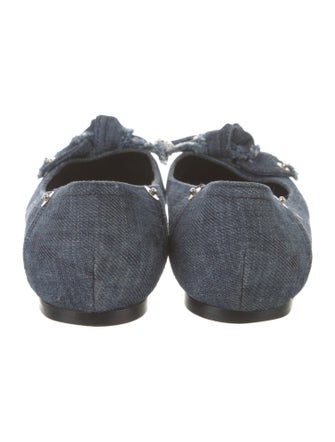 Miu Miu Denim Bow Accents Flats