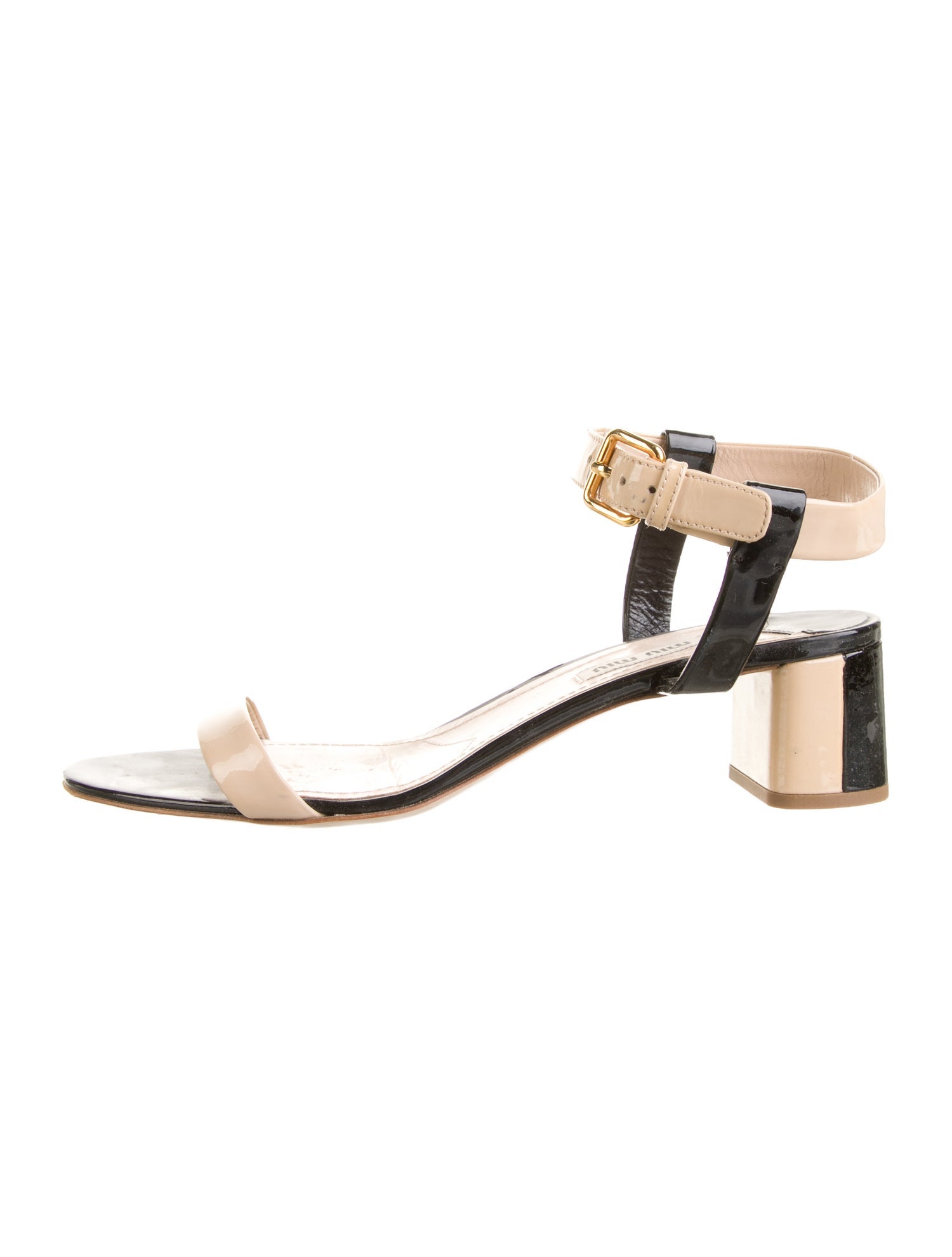 Miu Miu Patent Leather Colorblock Pattern Sandals