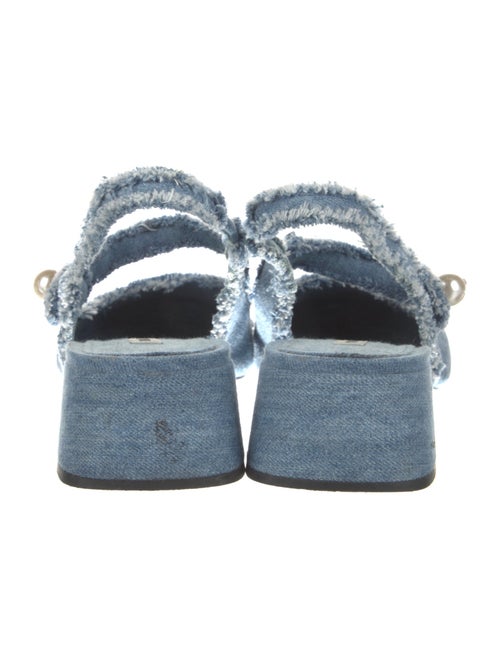 Miu Miu Faux Pearl Accents Denim Slingback Pumps