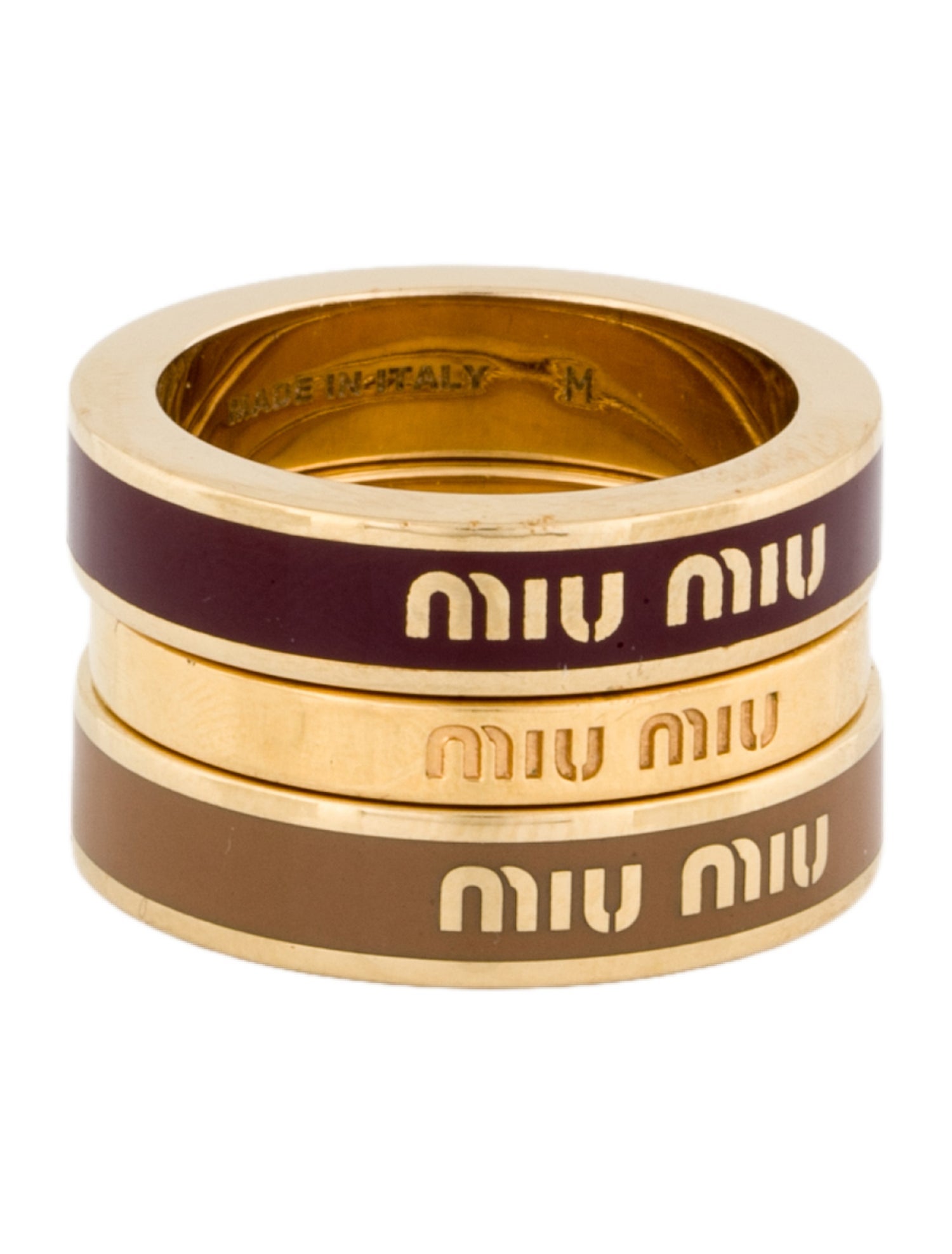 Miu Miu Enamel Logo Ring Set Of Three