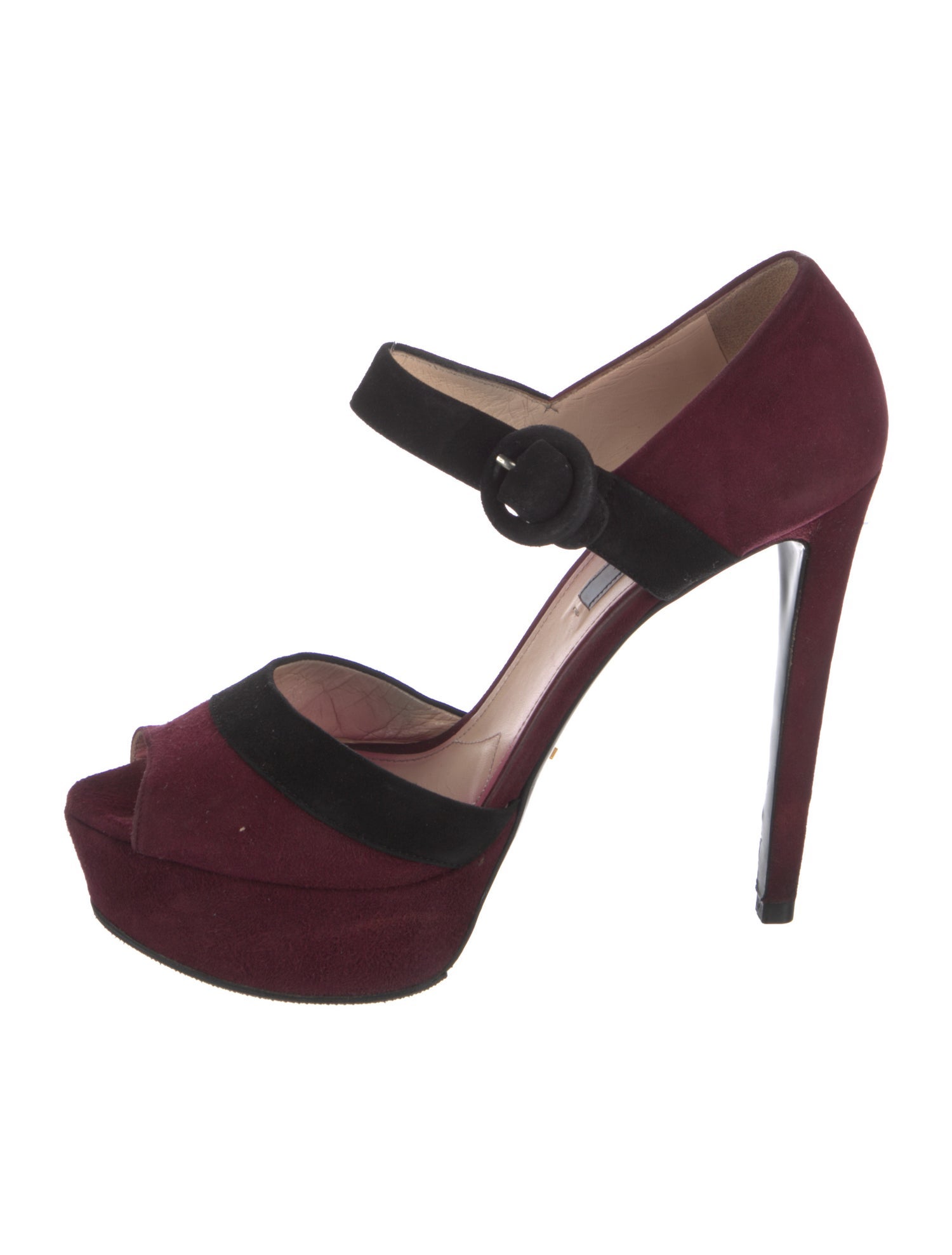 Prada Suede Colorblock Pattern D'Orsay Pumps