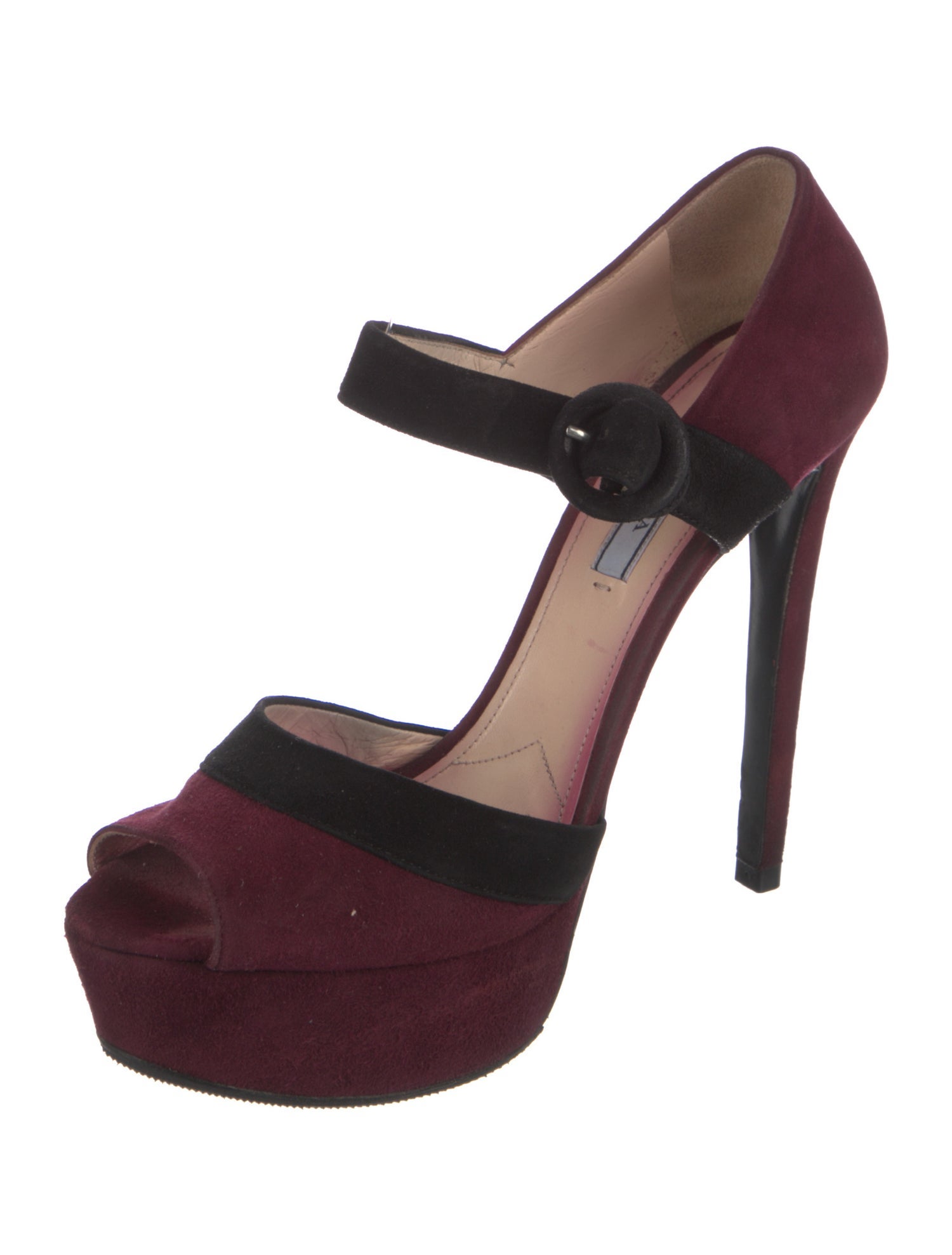 Prada Suede Colorblock Pattern D'Orsay Pumps