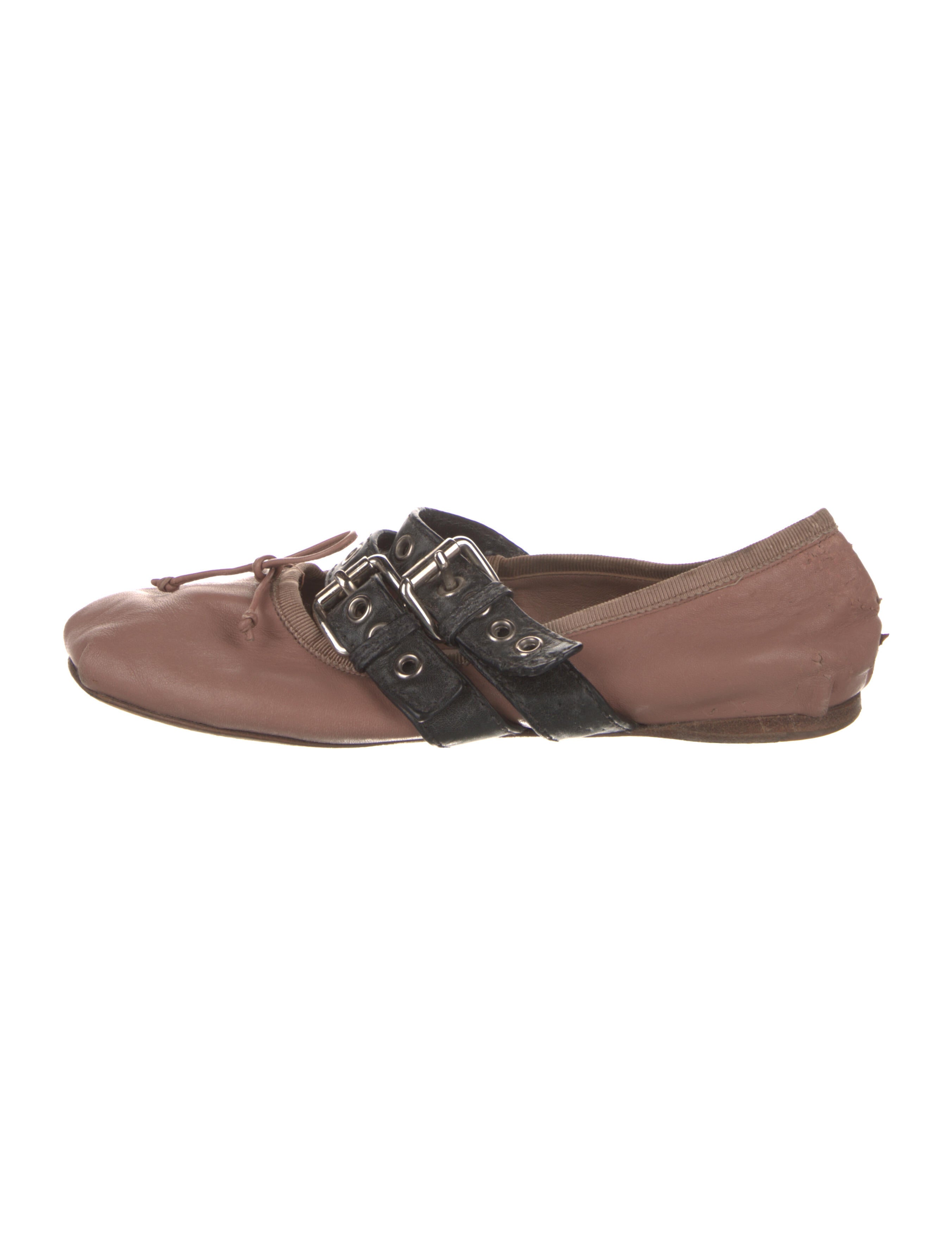 Miu Miu Leather Bow Accents Ballet Flats