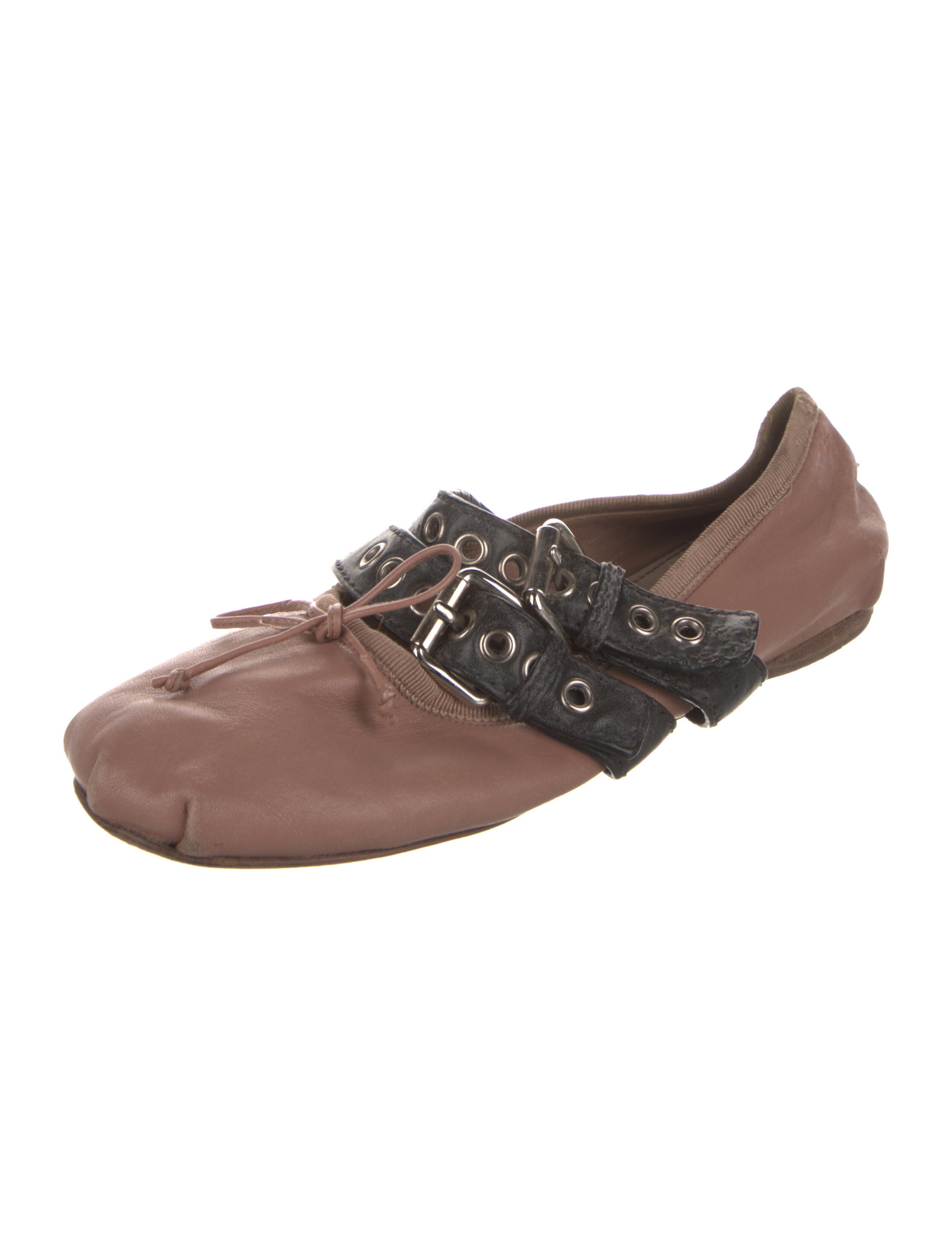 Miu Miu Leather Bow Accents Ballet Flats