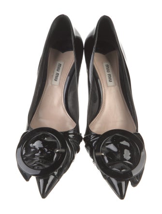 Miu Miu Patent Leather Crystal Embellishments Pumps