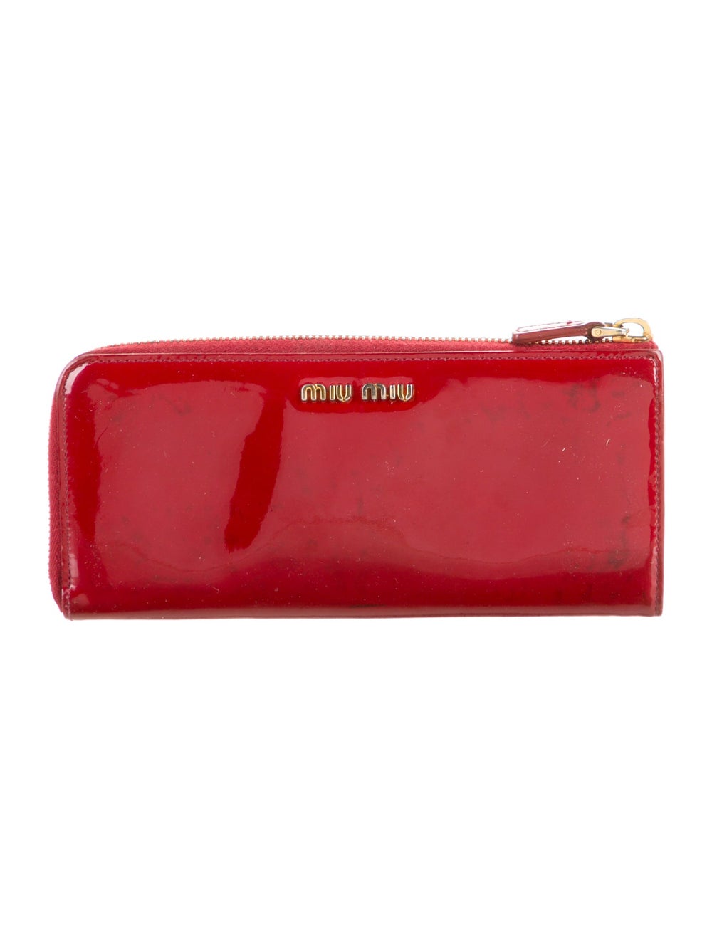 Miu Miu Continental Wallet Red Patent Leather Gol… - image 1