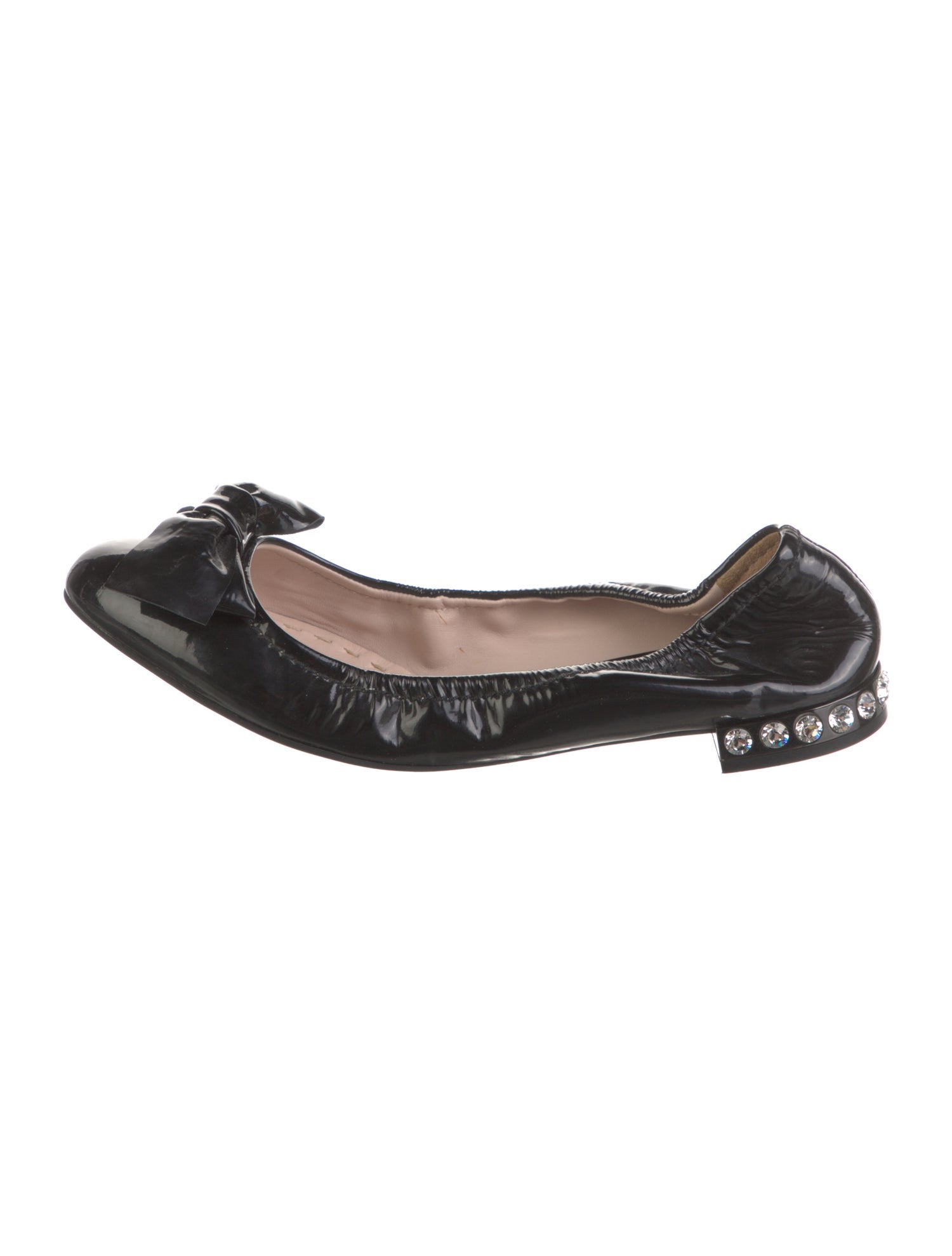 Miu Miu Patent Leather Bow Accents Ballet Flats