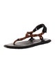 Miu Miu Leather Printed T-Strap Sandals