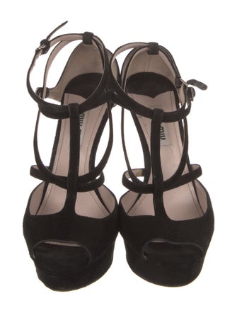 Miu Miu Suede T-Strap Sandals