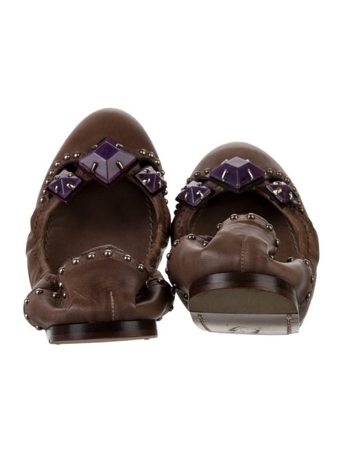 Miu Miu Leather Studded Accents Ballet Flats