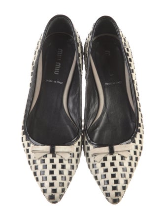 Miu Miu Leather Plaid Print Flats