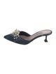 Miu Miu Denim Crystal Embellishments Mules