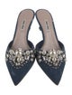 Miu Miu Denim Crystal Embellishments Mules