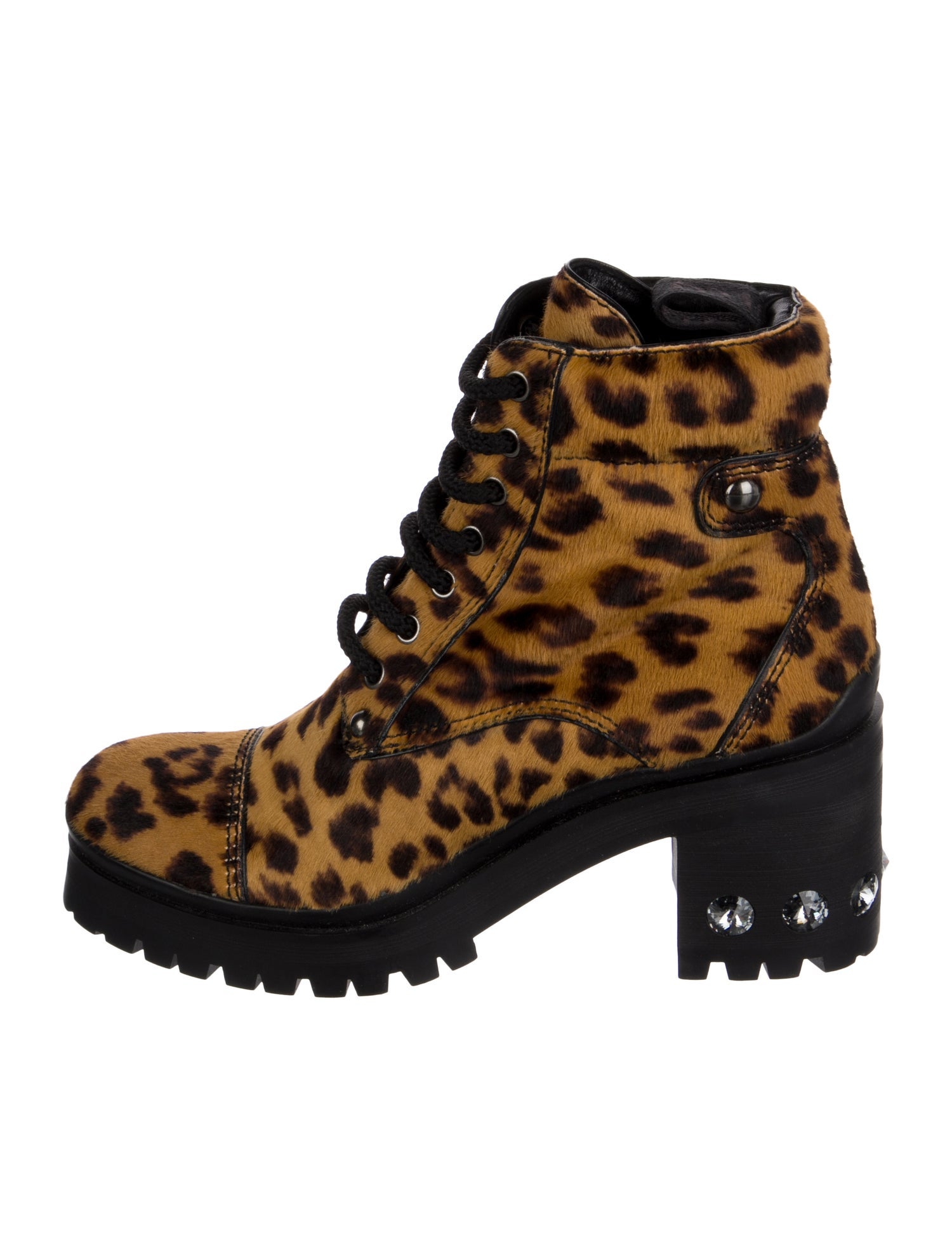 Miu Miu Ponyhair Animal Print Combat Boots