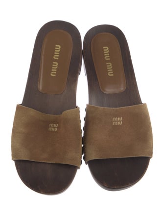 Miu Miu Suede Studded Accents Slides