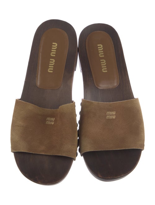 Miu Miu Suede Studded Accents Slides