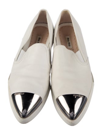 Miu Miu Leather Colorblock Pattern Loafers