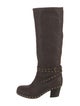 Miu Miu Suede Studded Accents Riding Boots