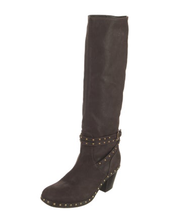 Miu Miu Suede Studded Accents Riding Boots