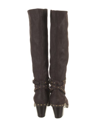 Miu Miu Suede Studded Accents Riding Boots