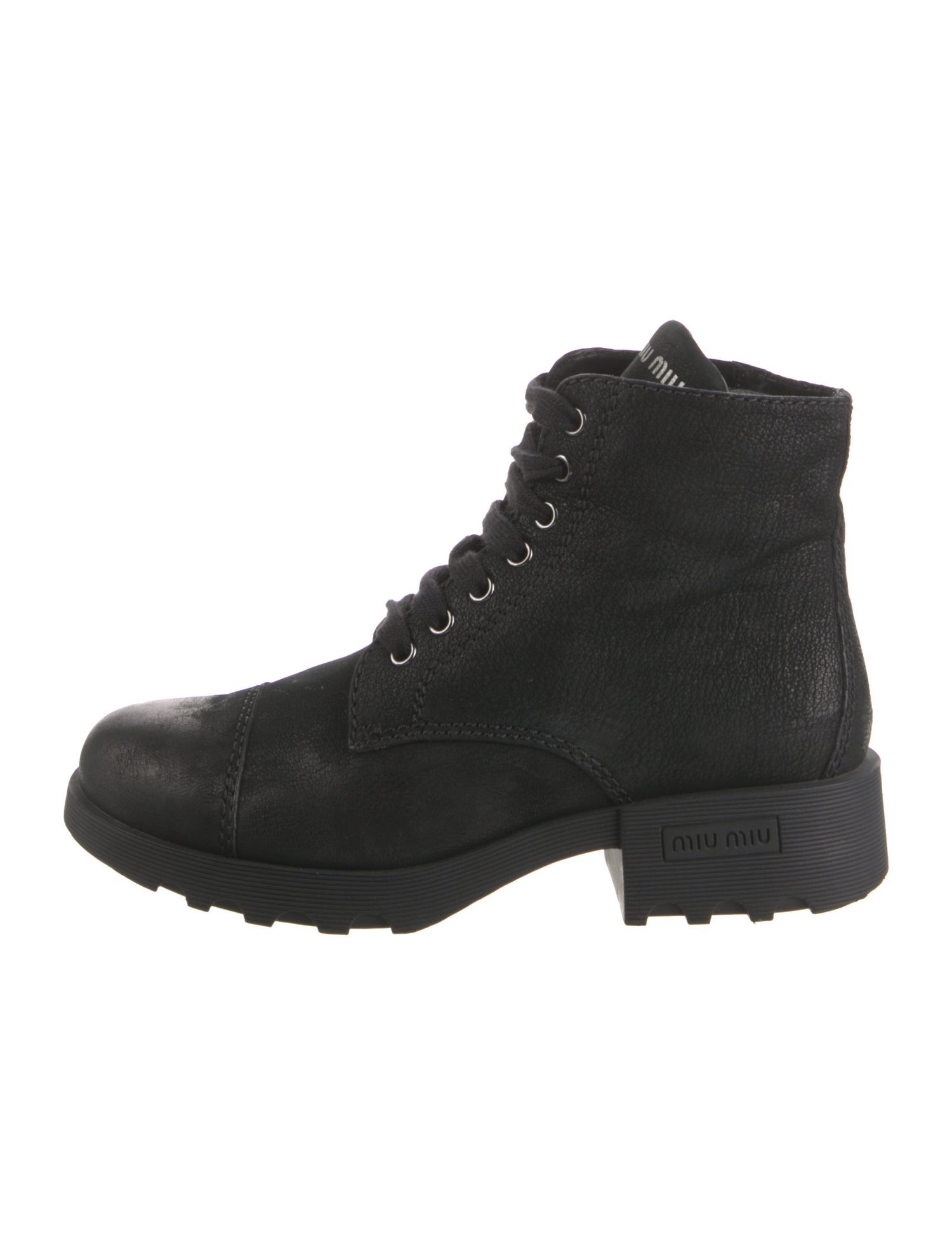 Miu Miu Leather Combat Boots