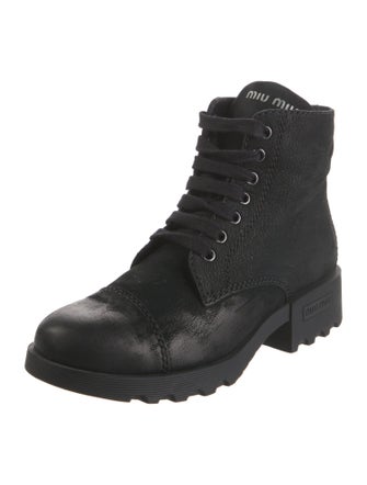 Miu Miu Leather Combat Boots