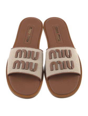 Miu Miu Straw Printed Slides