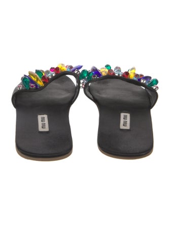 Miu Miu Satin Crystal Embellishments Slides