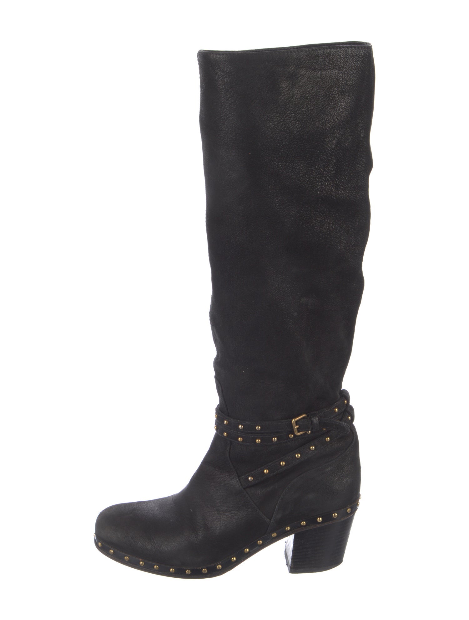 Miu Miu Leather Studded Accents Riding Boots