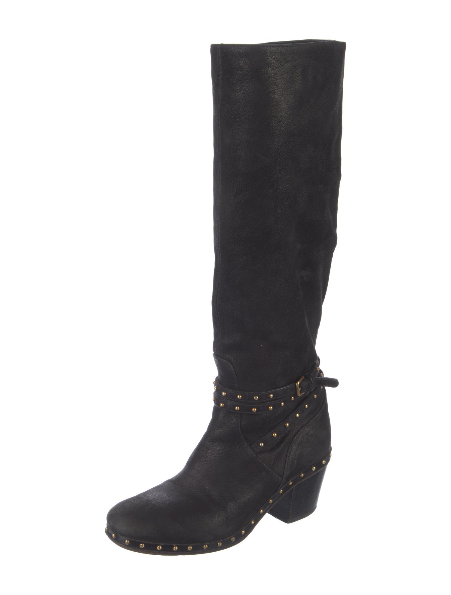 Miu Miu Leather Studded Accents Riding Boots