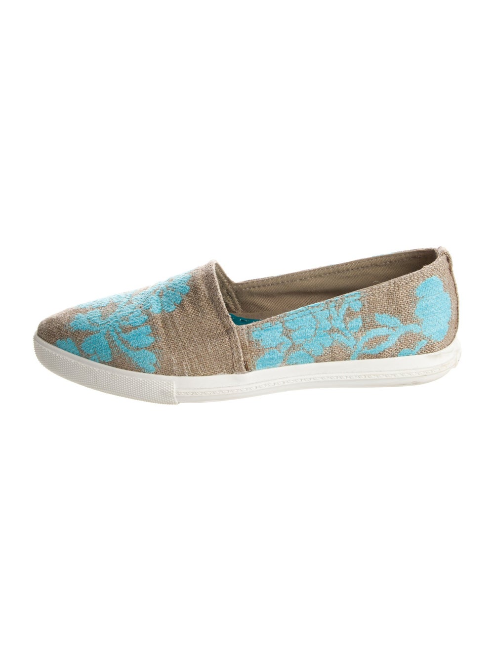 Miu Miu Loafers Blue Patterned Jute Trim Pointed-… - image 1