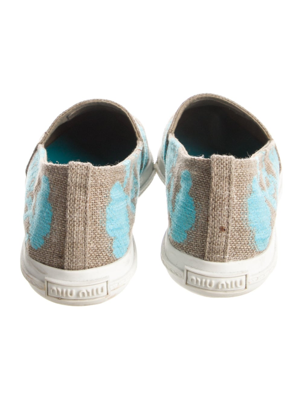 Miu Miu Loafers Blue Patterned Jute Trim Pointed-… - image 4