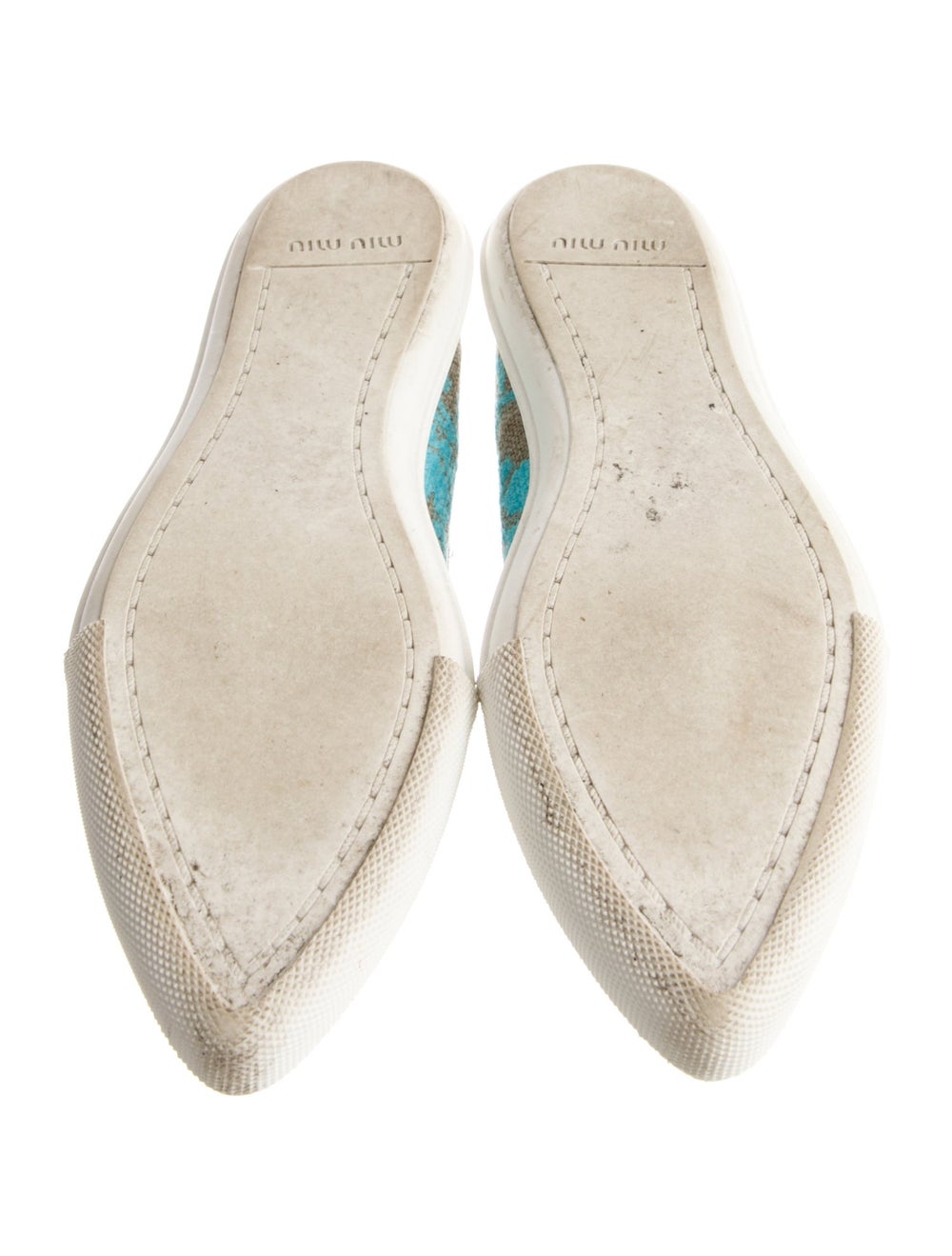 Miu Miu Loafers Blue Patterned Jute Trim Pointed-… - image 5