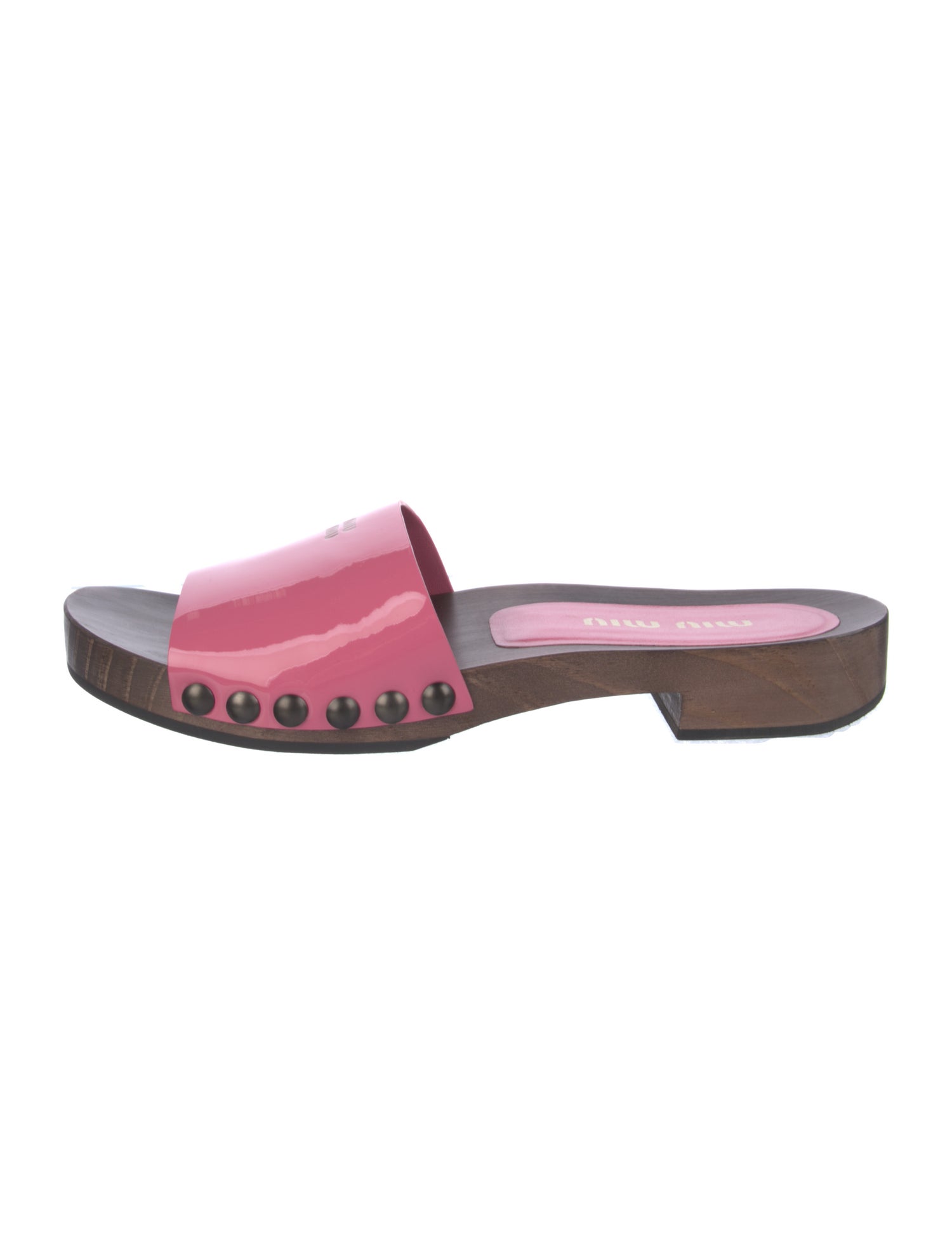 Miu Miu Patent Leather Colorblock Pattern Slides