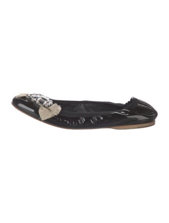 Miu Miu Patent Leather Crystal Embellishments Flats