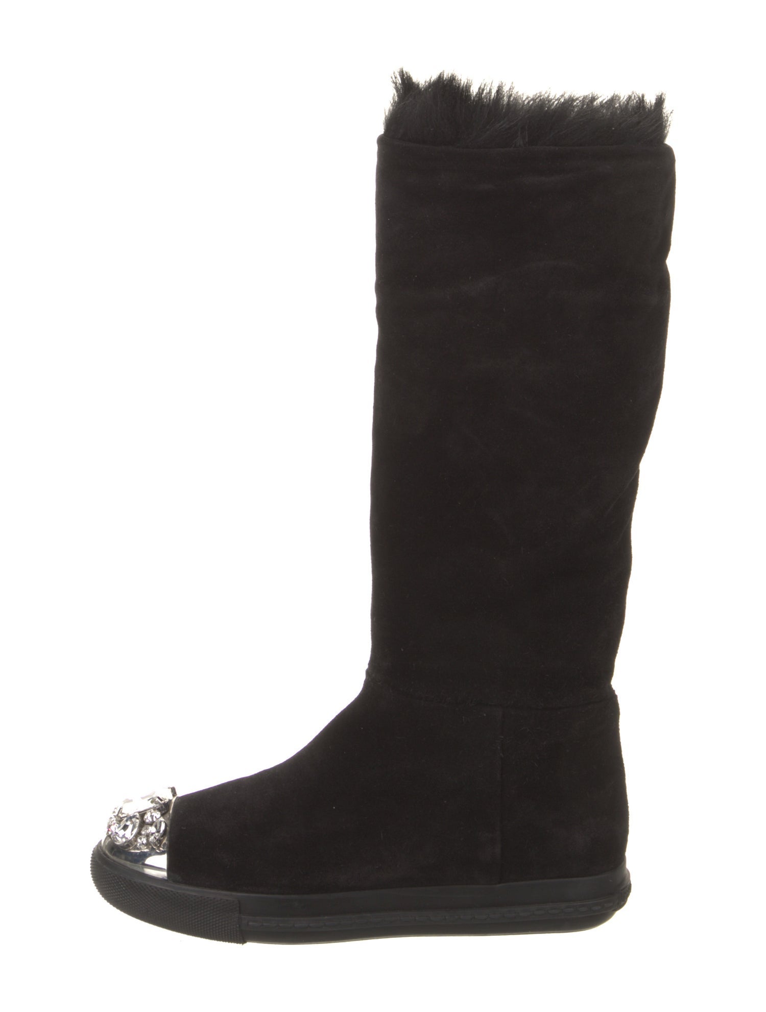 Miu Miu Suede Crystal Embellishments Boots