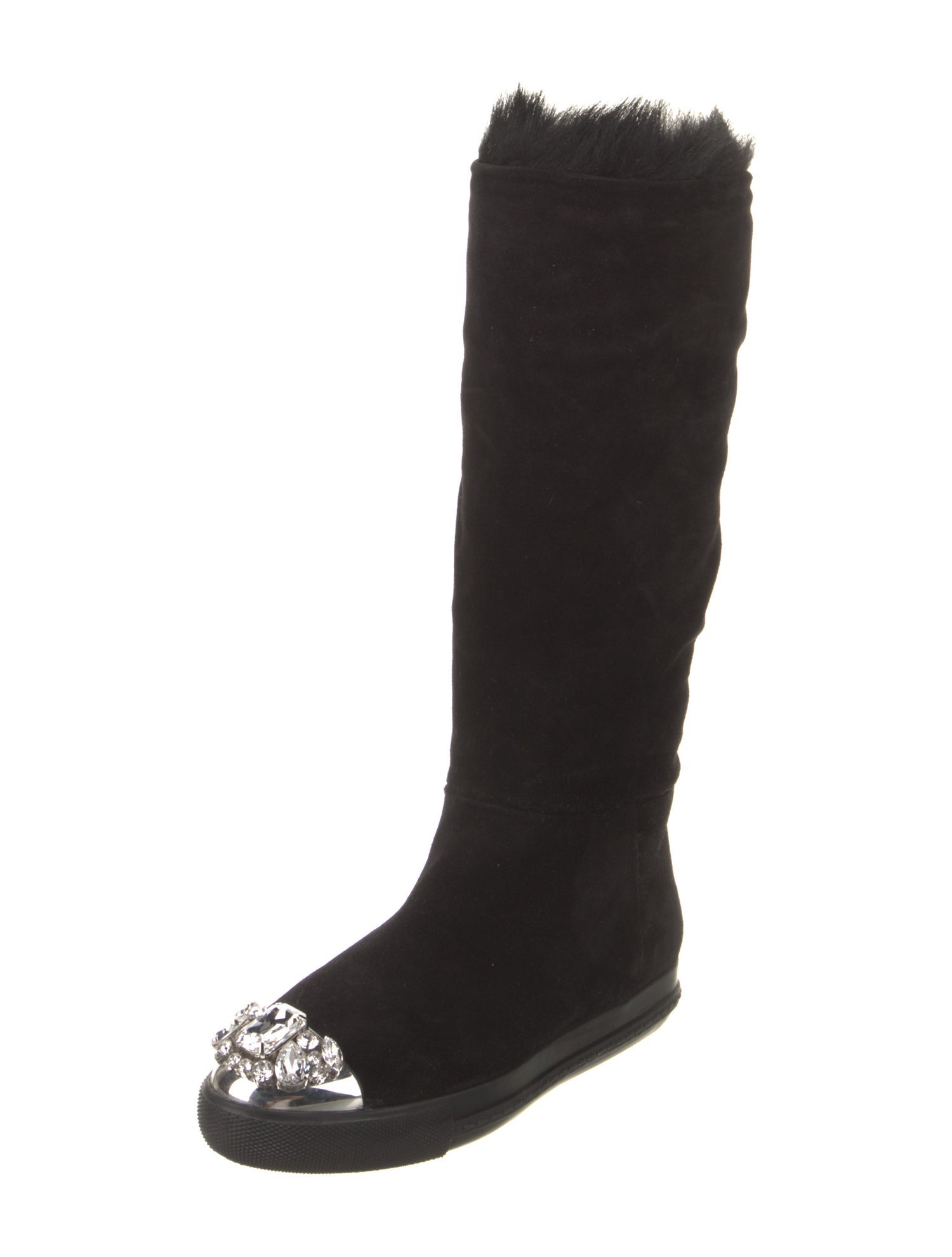 Miu Miu Suede Crystal Embellishments Boots