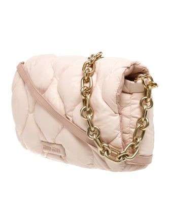 Miu Miu Leather Nylon Puffer Chain-Link Bag