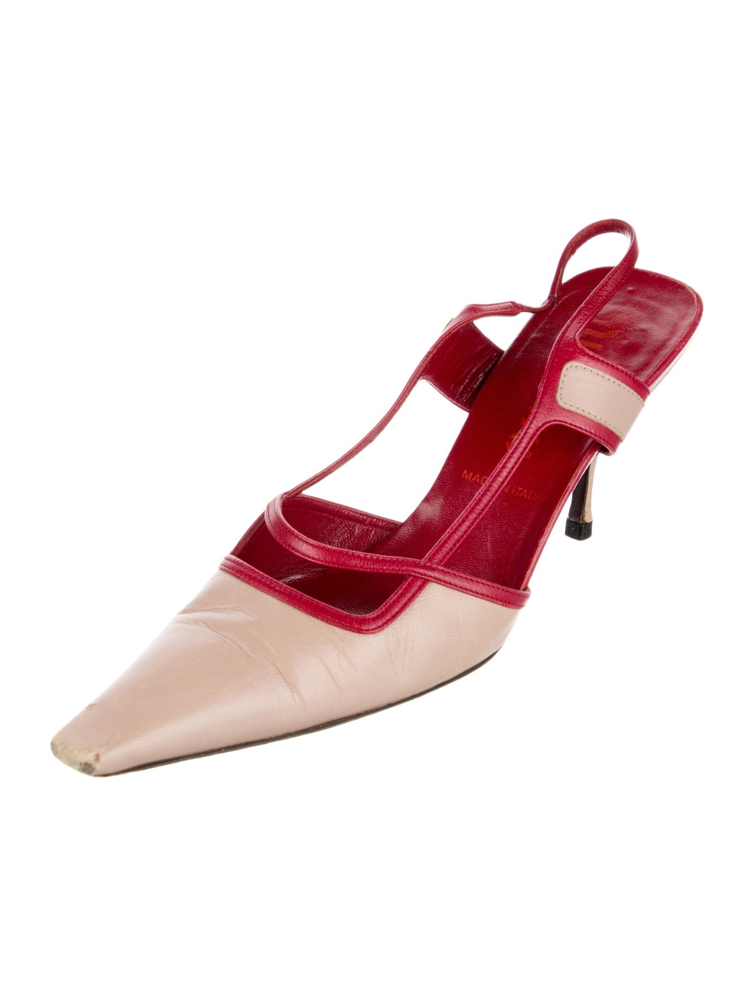 Miu Miu Leather Colorblock Pattern Slingback Pumps