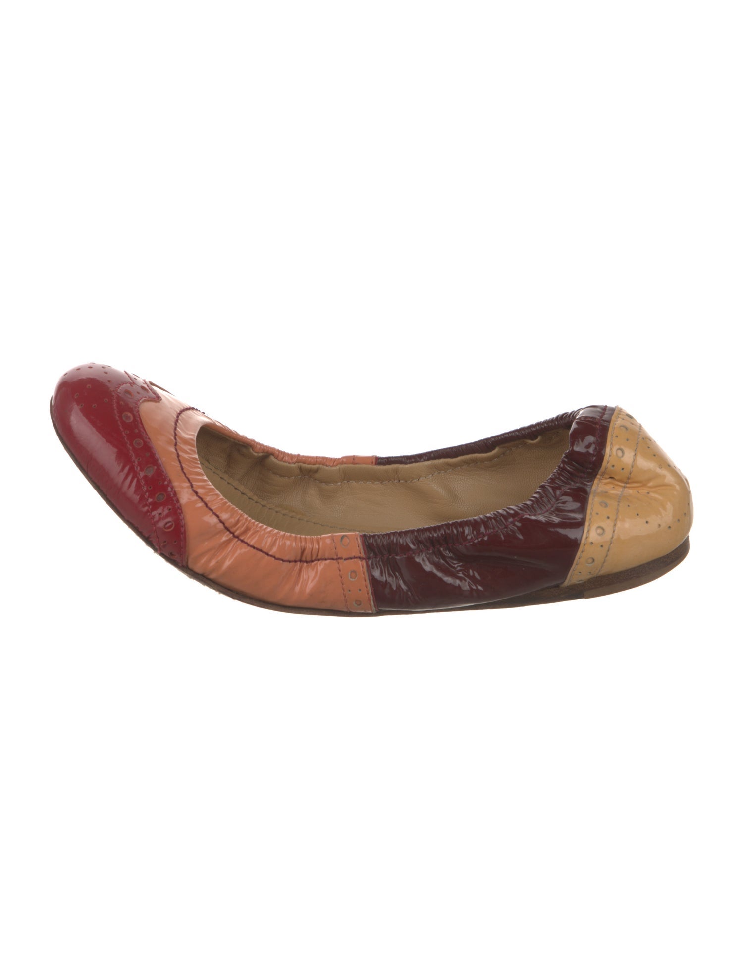 Miu Miu Patent Leather Colorblock Pattern Ballet Flats