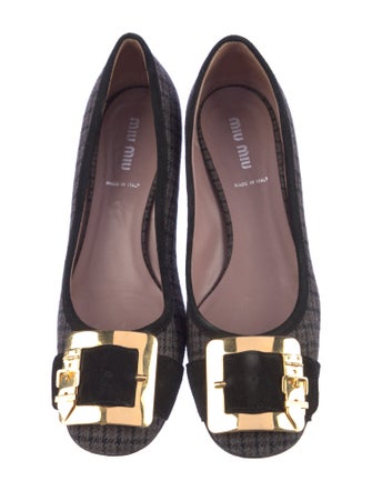 Miu Miu Wool Plaid Print Pumps