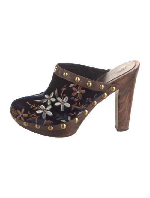 Miu Miu Velvet Floral Print Mules