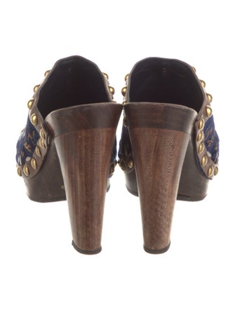 Miu Miu Velvet Floral Print Mules