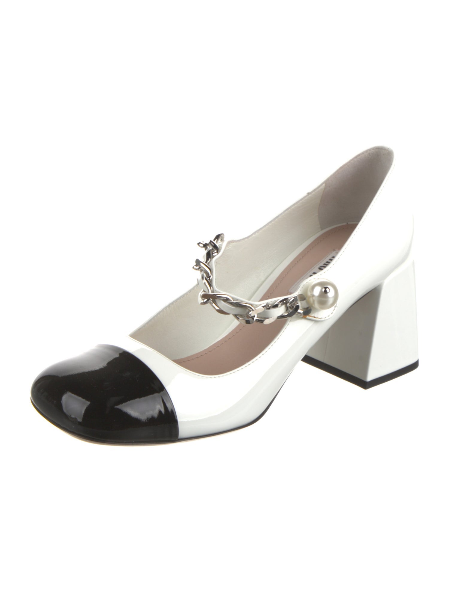 Miu Miu Patent Leather Colorblock Pattern Pumps