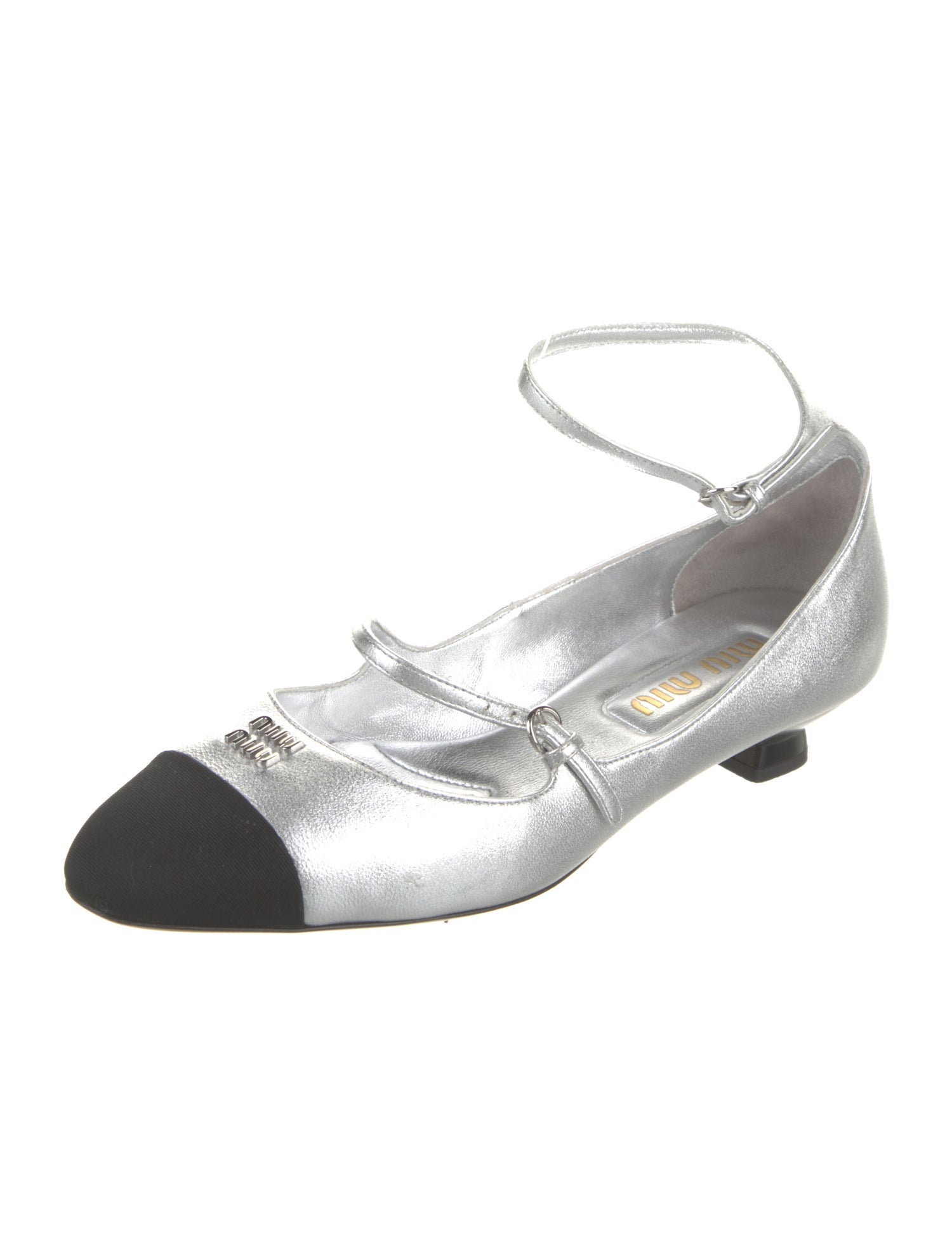 Miu Miu Leather Grosgrain Trim Ballet Flats