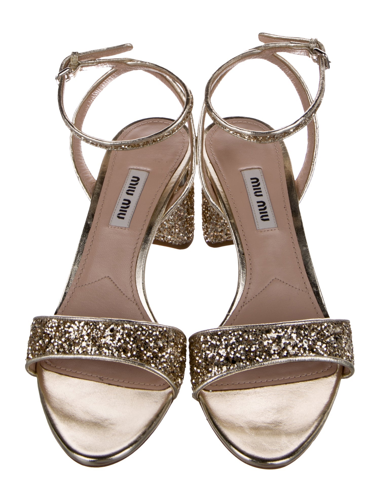 Miu Miu Glitter Crystal Embellishments Sandals