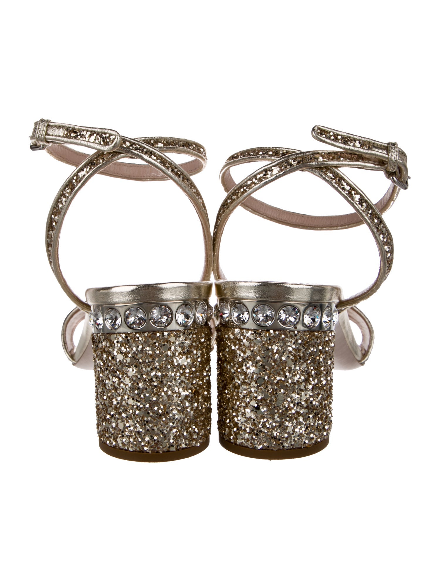 Miu Miu Glitter Crystal Embellishments Sandals